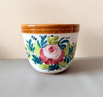 Ritka DERUTA (Mari E C.) kézzel festett olasz majolika kaspó - 17,5 cm