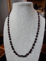 Antik apró gyöngyös gránát nyaklánc ezüst kapoccsal