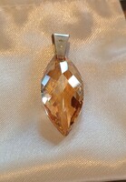 Nagyméretű pezsgőszín swarovski csepp köves 925 jelzett ezüstmedál