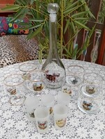 Vintage üveg pohár szett , vadász jelenettel