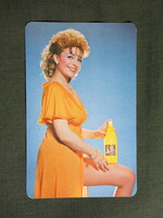 Kártyanaptár,Olympos narancslé,üdítőital,Délker vállalat,Pécs,erotikus női modell,1985,  (2)