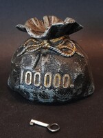 Antique Cast Spiatier Money Bag Shaped Piggy Bank