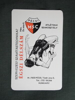 Kártyanaptár,Pécs,PMSC atlétikai szakosztály,grafikai,1985,  (2)