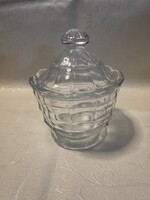 Art deco jellegű fedeles üveg bonbonier / cukortartó