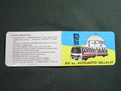 Kártyanaptár,Pécs,Pannon autó XIV. sz. autójavító vállalat,grafikai,Ikarus autóbusz,1985,  (2)