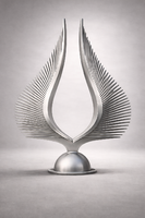 Monumentális non-figuratív rozsdamentes acél szobor – modern kerti / köztéri installáció