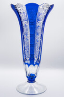 Nagyméretű Haida Art Deco kobalt kristály üveg váza 1920, 36 cm