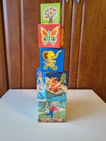 Retro régi Triál Foltex Torony kocka játék