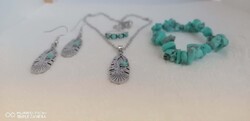 Új! Türkiz - Ezüstözött   Ékszer Bizsu Csomag! (5)