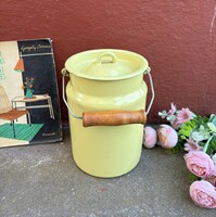 3 literes sárga tejeskanna , kanna Zománcos Zománcozott nosztalgia darab paraszti