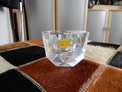 Régi, kézzel csiszolt kristály üveg gyertya tartó