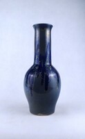 1Z680 Kék csurgatott mázas Mid century kerámia váza 28.5 cm