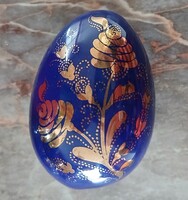 HÚSVÉT-Aranyfestésű indigókék Fabergé stílusú porcelán tojás  7,5cm