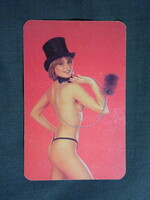 Kártyanaptár,Pécs,tüzeléstecnika kéményseprő vállalat,erotikus női akt modell,1985,  (2)