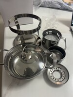 Rozsdamentes acélből készített, egyszemélyes HOT-POT wok.