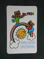 Kártyanaptár,Dörmögő Dömötör ifjúsági újság magazin,grafika,medve,1986,  (2)