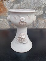 Buday Ágota mázas kerámia gyertyatartó - Jelzett, 11,5 cm