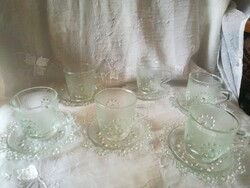 "Bogyós " üveg kávés pohár alátét tányérral