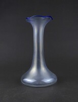 1Z278 Régi hullámos szélű irizáló Poschinger művészi fújt üveg váza 18 cm