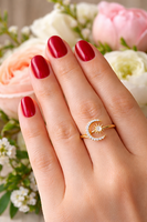 Szépséges, holdas-csillagos ragyogó gyűrű, arany szín sok ragyogó kővel, 18 mm belső átmérő