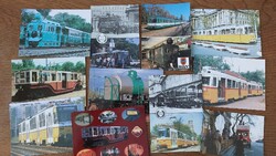 10 db BKV villamos, busz,Hév postatiszta képeslap + 1 db fotó a 75 éves fővárosi autóbusz ünnepről