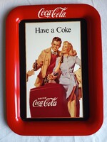 Coca-Cola szögletes, szép, fém tálca a 90-es évekből
