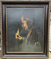 Horváth G. Andor - Pipás, olaj-vászon festmény, 55*45cm