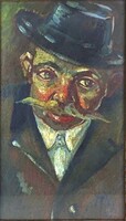 1Z468 Magyar festő XX. század első fele, jelzett : Régi bajszos férfi portré 28 x 17 cm