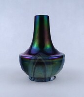 1Z279 antique kralik iridescent artistic blown glass small vase 17.3 Cm