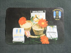 Kártyanaptár,Pécs,gabona malomipari vállalat,búzacsíra,búzakorpa,1986,  (2)