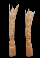 Távolkeleti részletgazdag csont szobor pár egyben, 20 cm