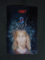 Kártyanaptár,ÁFÉSZ,Skála Coop áruházak,Szász Endre festmény,1987, (2)