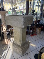 Antique Carved Stone Garden Bird Bath or Baptismal Basin