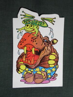 Kártyanaptár,trafik,ajándék üzletek,grafikai,rajzos,béka,víziló,1987, (2)