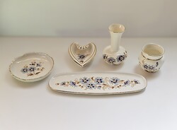 Zsolnay búzavirág mintás porcelán szett – kézzel festett, aranyozott, hibátlan állapot (2000–2002)
