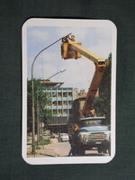 Kártyanaptár,DÉDÁSZ áramszolgáltató,Pécs,ZIL emelőkosaras teherautó,1987, (2)