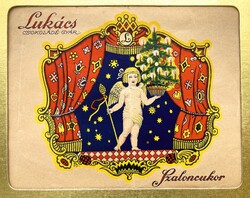 Lukács Csokoládégyár és cukrászda art deco mintájú antik szaloncukor reklámja az 1920-as évekből
