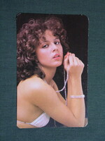Kártyanaptár,Óra Ékszer vállalat,erotikus női modell,1987, (2)