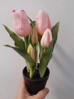 Rózsaszín tulipán - élethű művirág cserépben