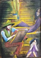 Szegedi Katalin "Montmartre" című egyedi grafikája1993-ból