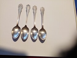 4 db jelzett és gravírozott,  antik, alpakka kávés kanál  ---- 11,5 cm