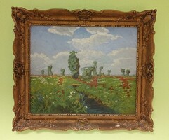 Kerekes József: Pipacsos tájkép (1921, igazolással)
