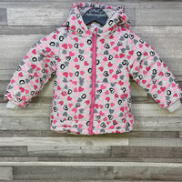 Szürke rózsaszín szívecskés kislány télikabát 86-92