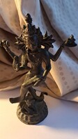 Régi indiai bronz többkarú istenség szobor – Shiva táncoló alak,