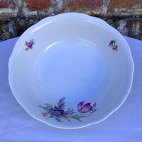 Zsolnay tavaszi virágos - tulipános - nárciszos porcelán tál