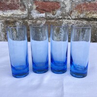 4 db Kék színű vastag falú pohár - csőpohár - üvegpohár - pohár 5 cl