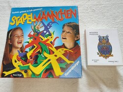 Baglyos fa puzzle és bohócos ügyességi játék, stapel mánnchen