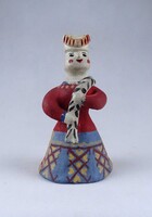1Z367 Régi Kargopoli orosz kerámia játék figura - hosszú copfos fiatal lány 14.7 cm