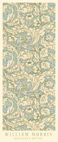 William Morris művészeti plakát arts&crafts tapéta textil minta búzavirág levél zöld kék 45x110cm