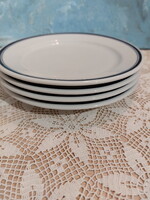 Alföldi menzás, dupla kék csíkos porcelán süteményes tányérok, 19,5 cm